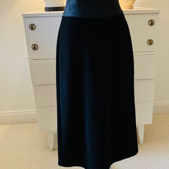 VTG David Benjamin pencil skirt black leather trim Women's size 10 Midi - Picture 1 of 4